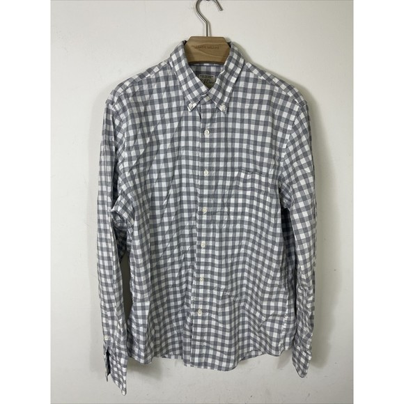 J Crew Men’s Shirt Secret Wash Gingham Button Down Long Sleeve M Classic Fit - Picture 1 of 6